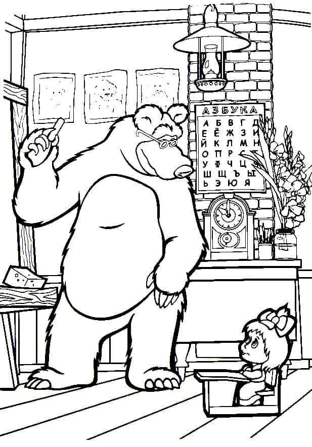 Masha Et Michka 7 coloring page