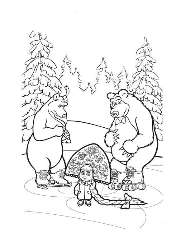 Masha Et Michka Pour Enfants coloring page