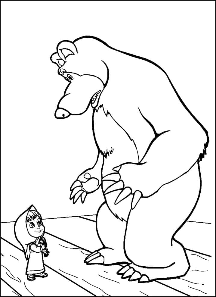 Coloriage Masha Et Michka Pour les Enfants de 5 An