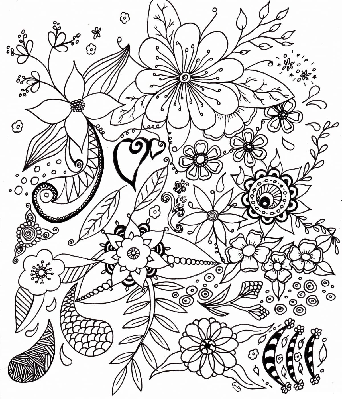 Coloriage Peinture de Fleur Adulte