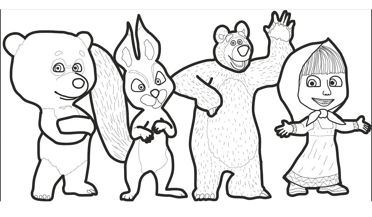 Personnages de Masha Et Michka coloring page