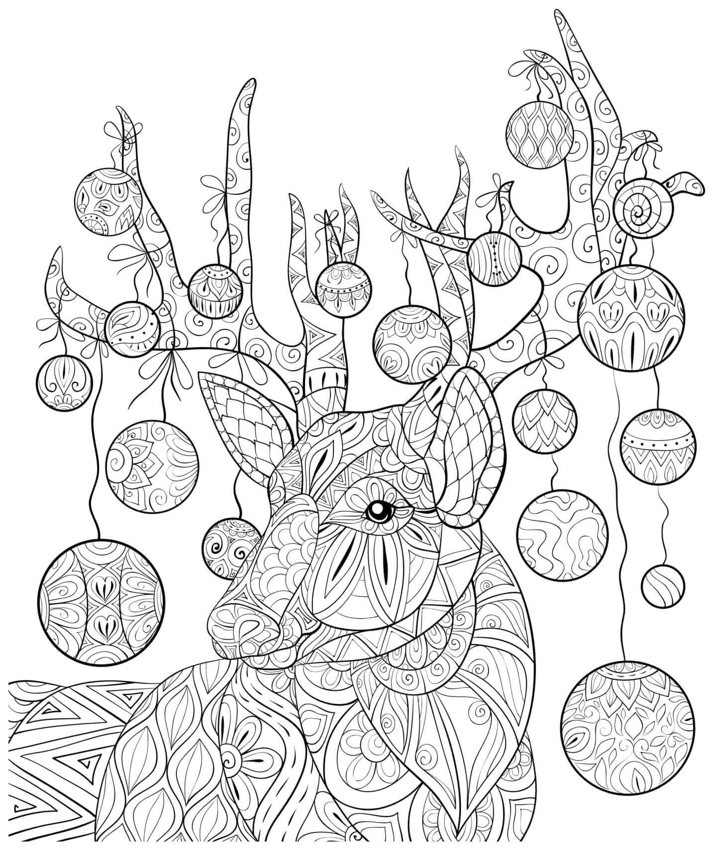 Renne de Noël Adulte coloring page