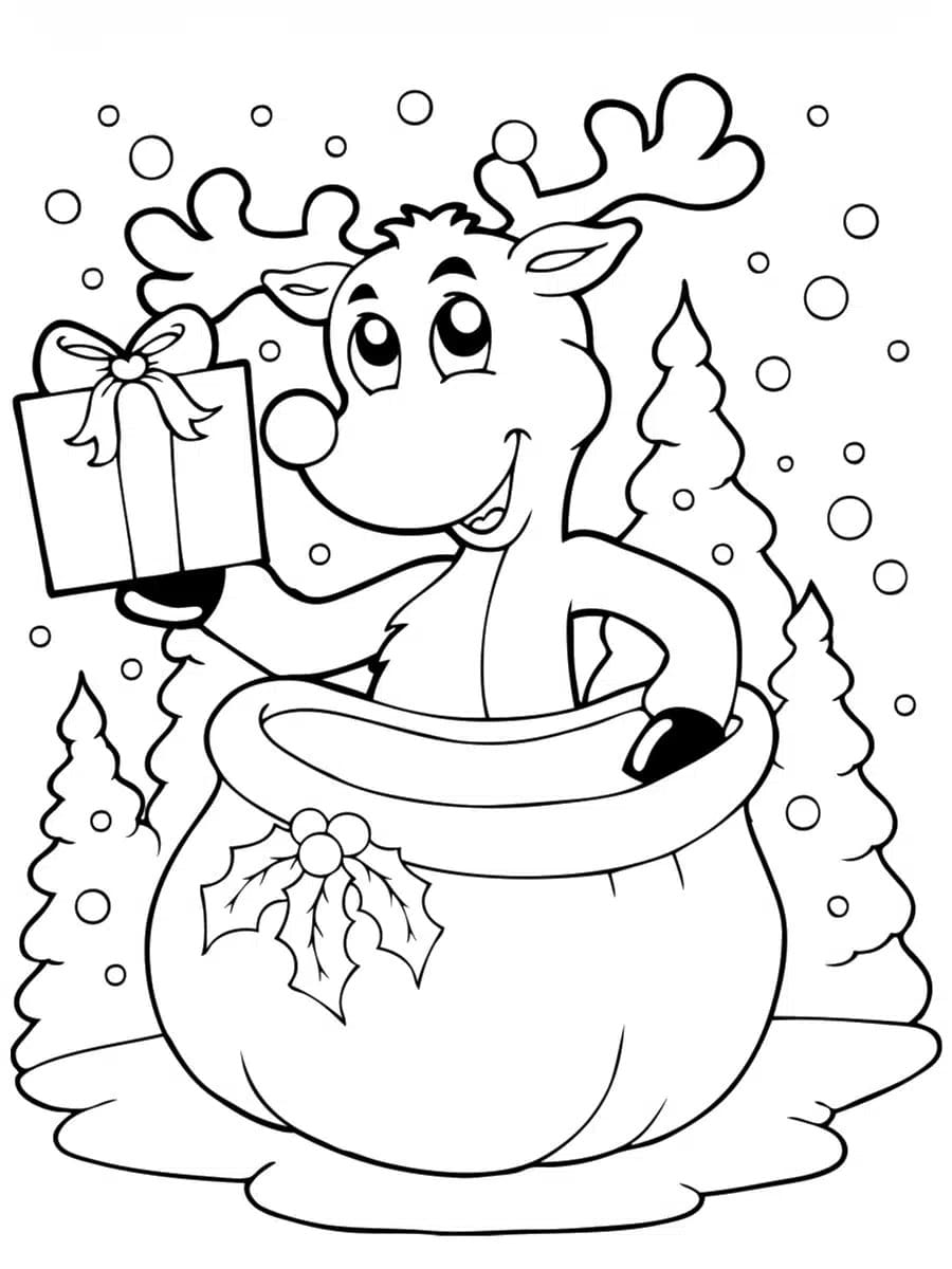 Coloriage Renne de Noël Animé