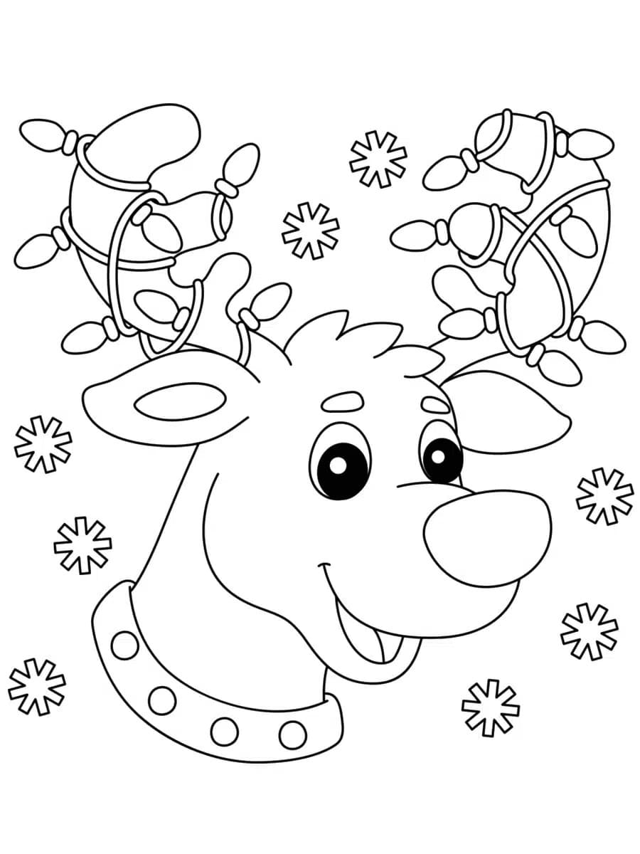 Renne de Noël en Dessin Animé coloring page