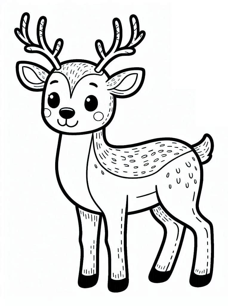 Renne de Noël Heureux coloring page