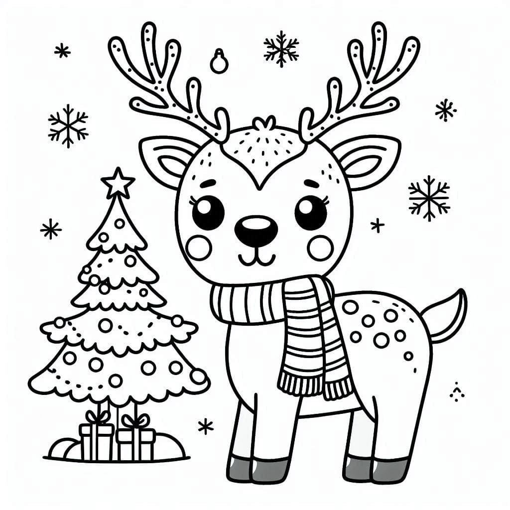 Renne de Noël Joyeux coloring page