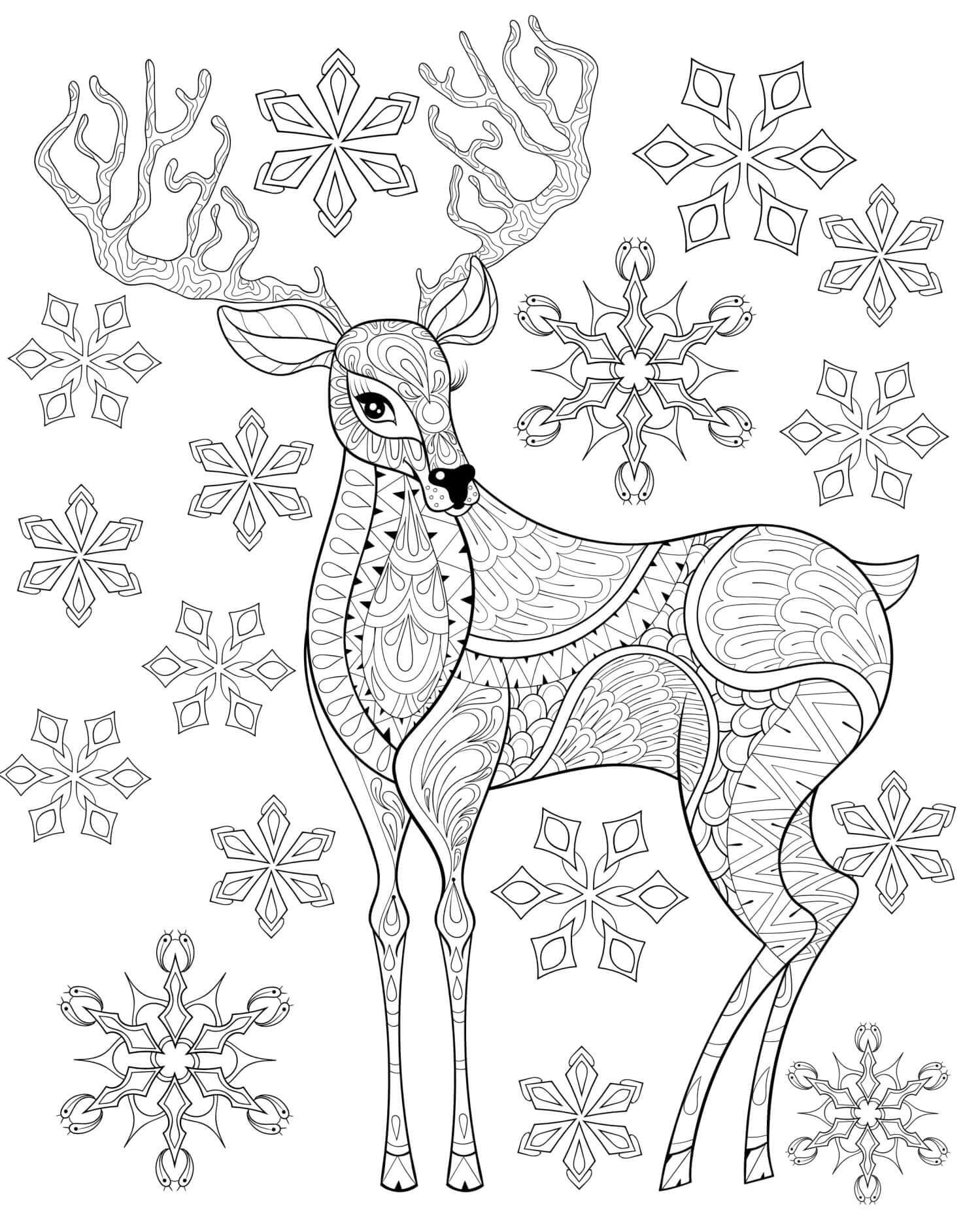 Coloriage Renne de Noël pour Adultes