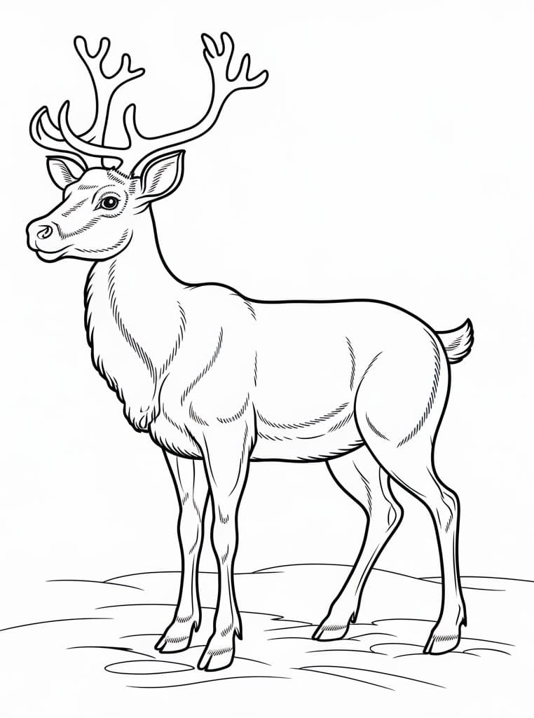 Coloriage Renne de Noël Réaliste