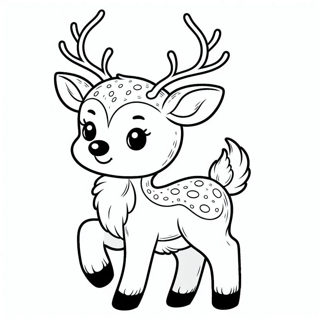 Renne de Noël très Mignon coloring page