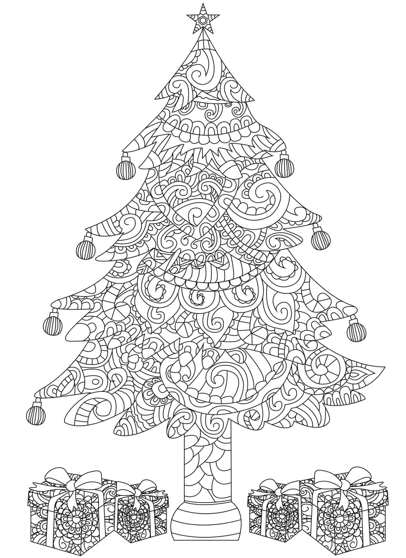 Coloriage Sapin de Noël pour Adulte