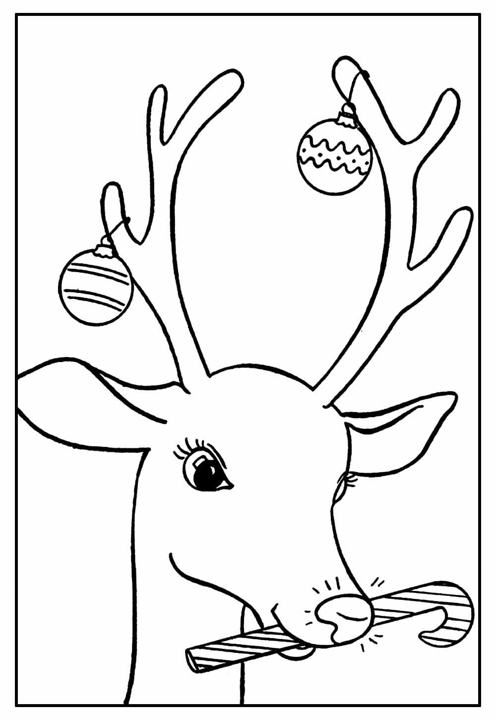 Tête de Renne de Noël coloring page