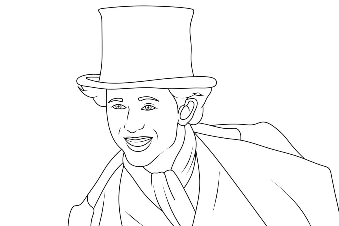 Coloriage Timothée Chalamet Willy Wonka