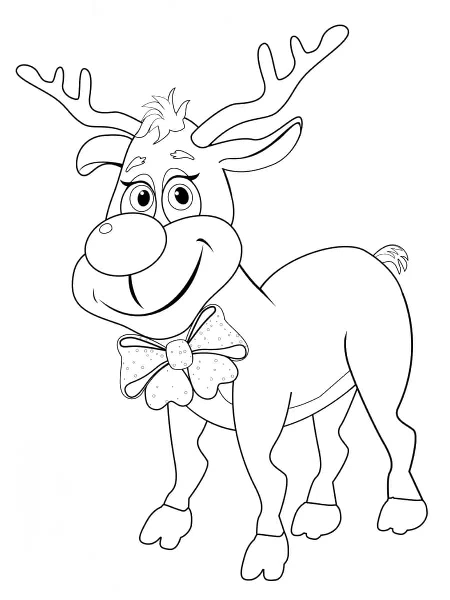 Un Renne de Noël en Dessin Animé coloring page