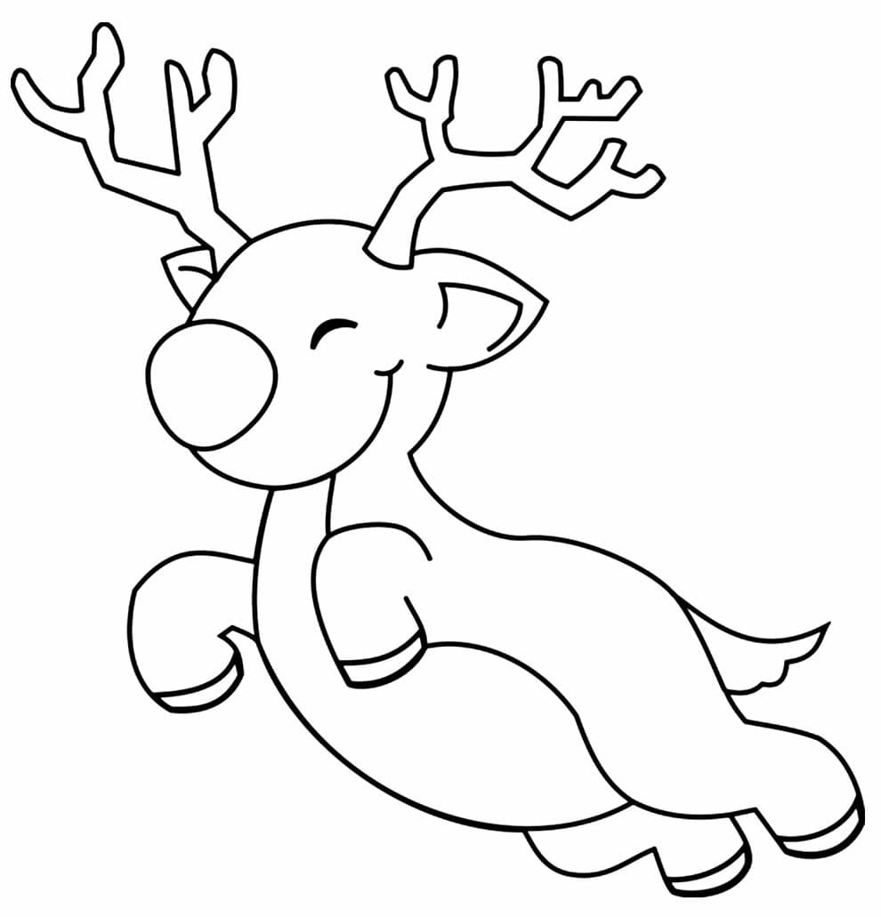 Un Renne de Noël Heureux coloring page