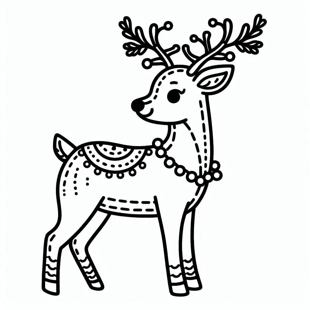 Coloriage Un Renne de Noël Mignon