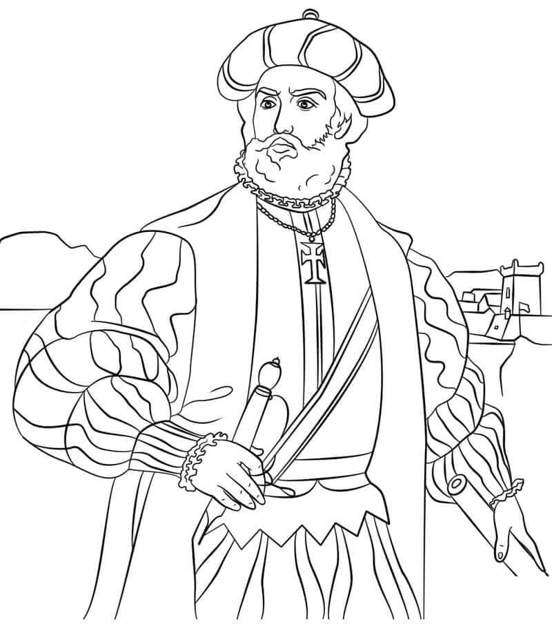 Coloriage Vasco Da Gama Navigateur