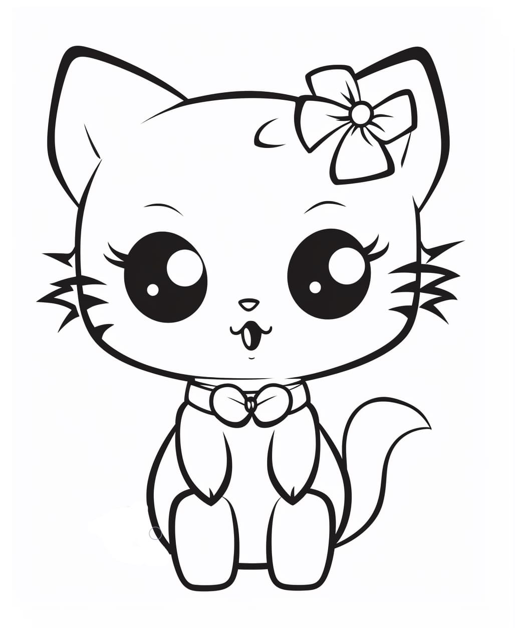 Coloriage Adorable Chat Kawaii