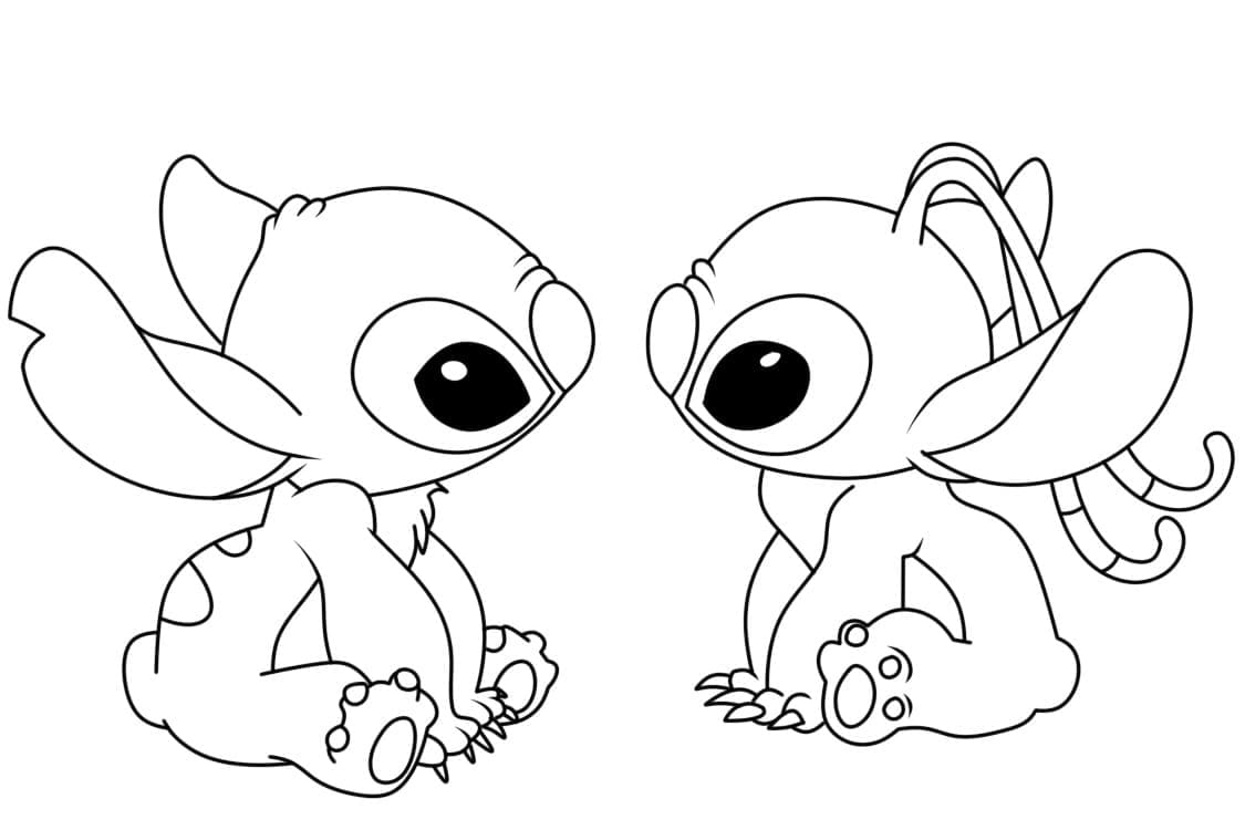 Adorable Stitch et Angel coloring page