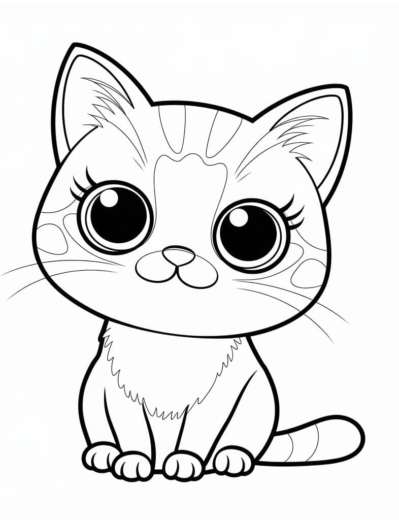 Chat Kawaii Gratuit coloring page