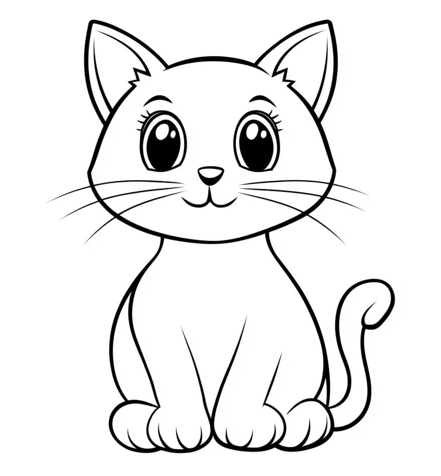 Chat Kawaii Joyeux coloring page