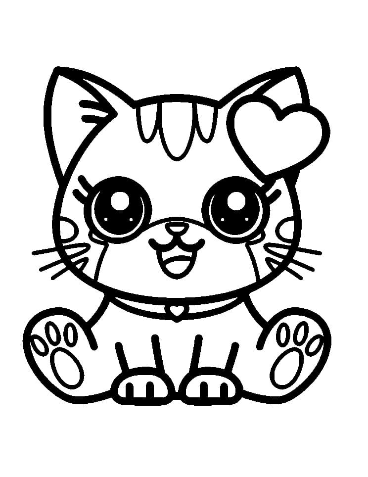 Chat Kawaii Pour Enfants coloring page