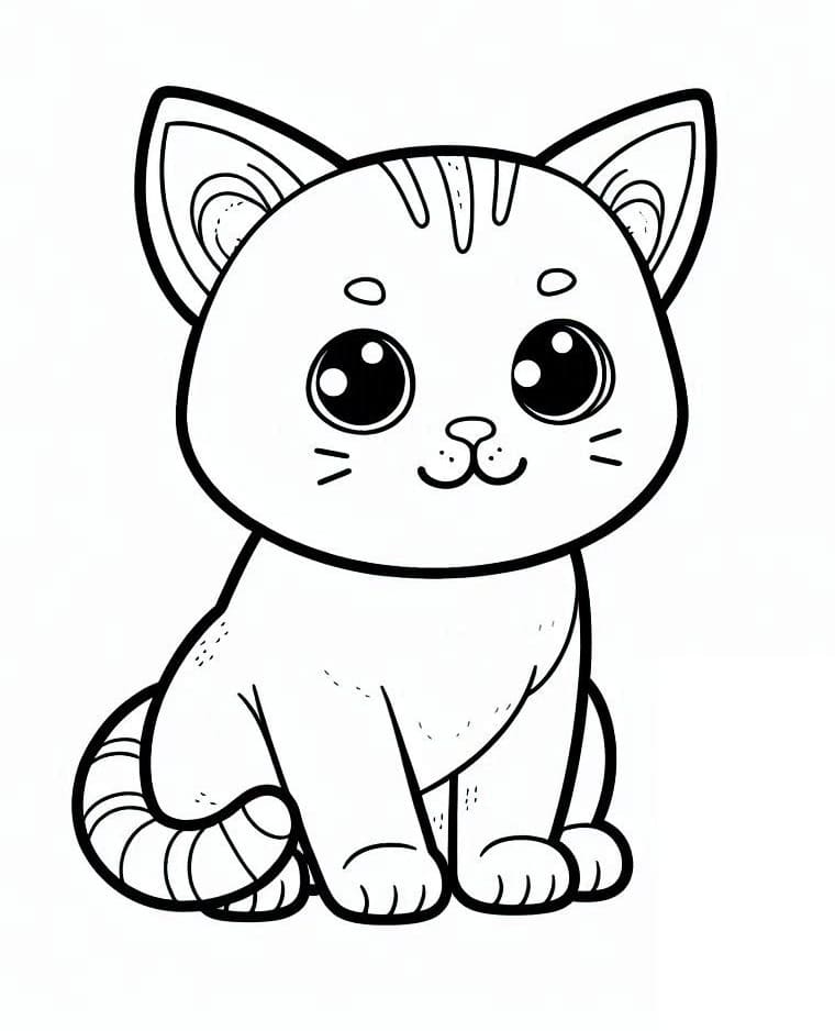 Chat Kawaii Pour les Enfants de 1 An coloring page