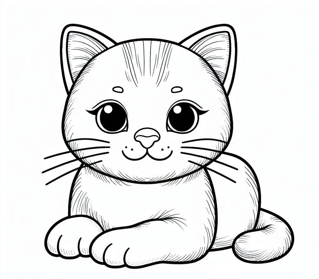 Chat Kawaii Pour les Enfants de 3 An coloring page