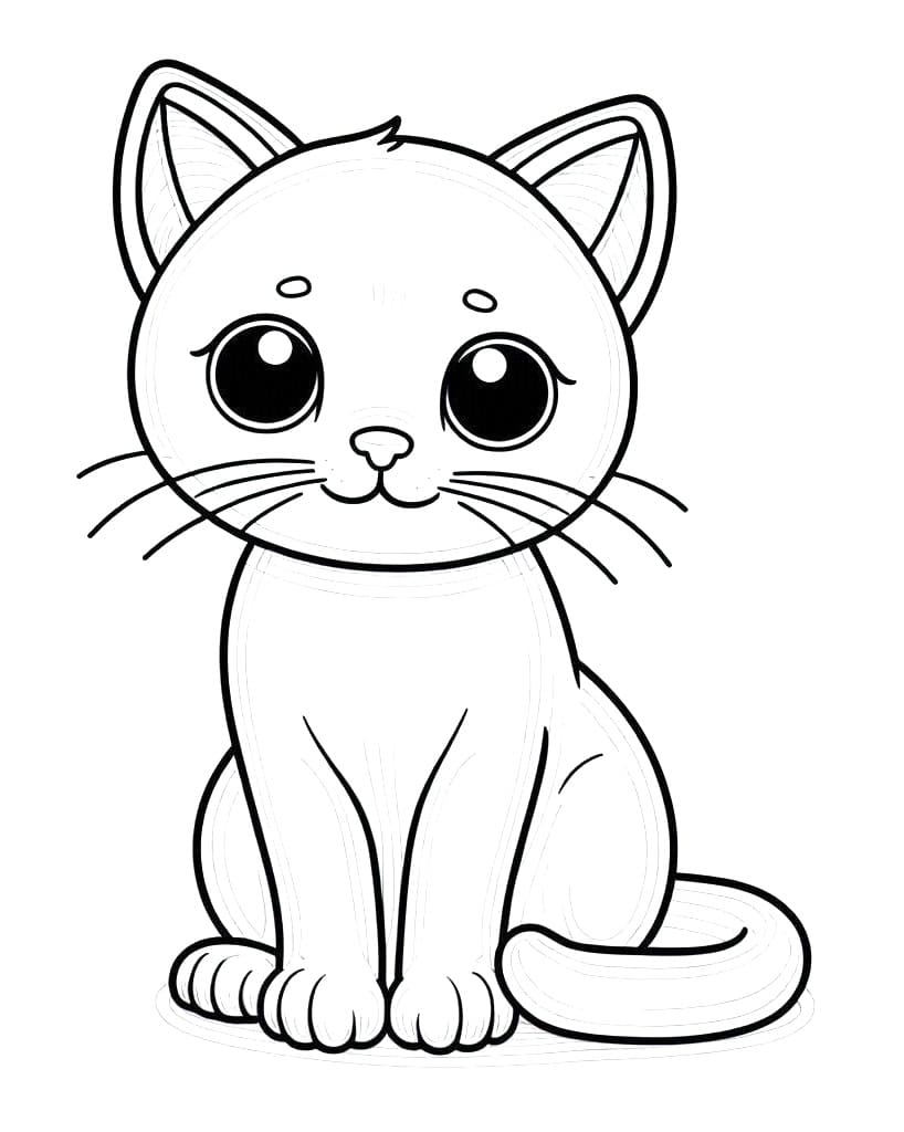 Chat Kawaii Pour les Enfants de 4 An coloring page