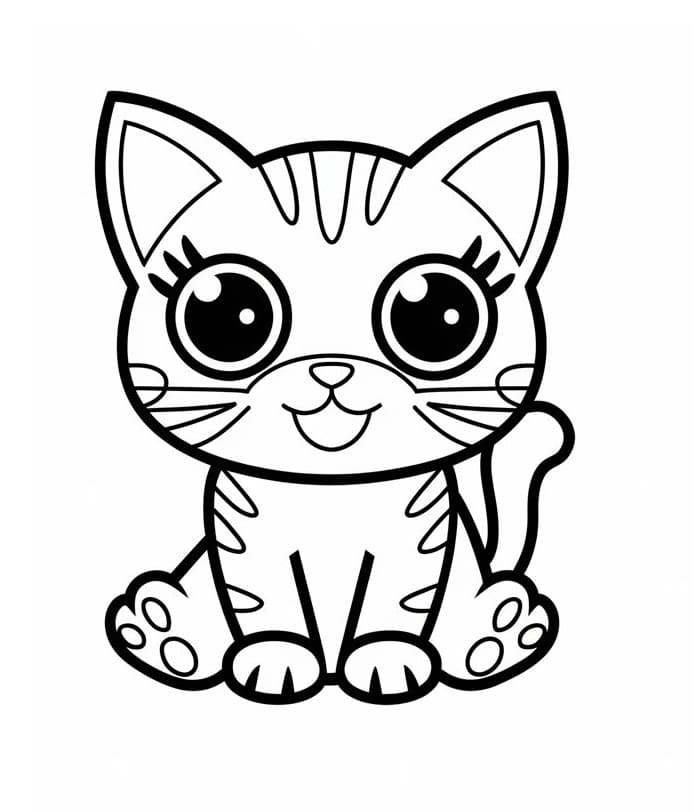 Coloriage Chat Kawaii Pour les Enfants