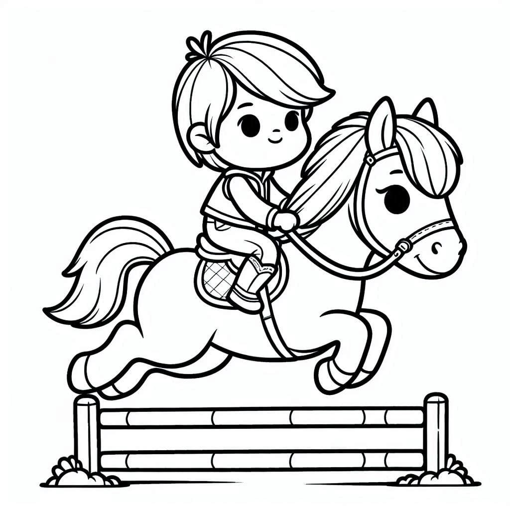 Cheval mignon qui saute coloring page