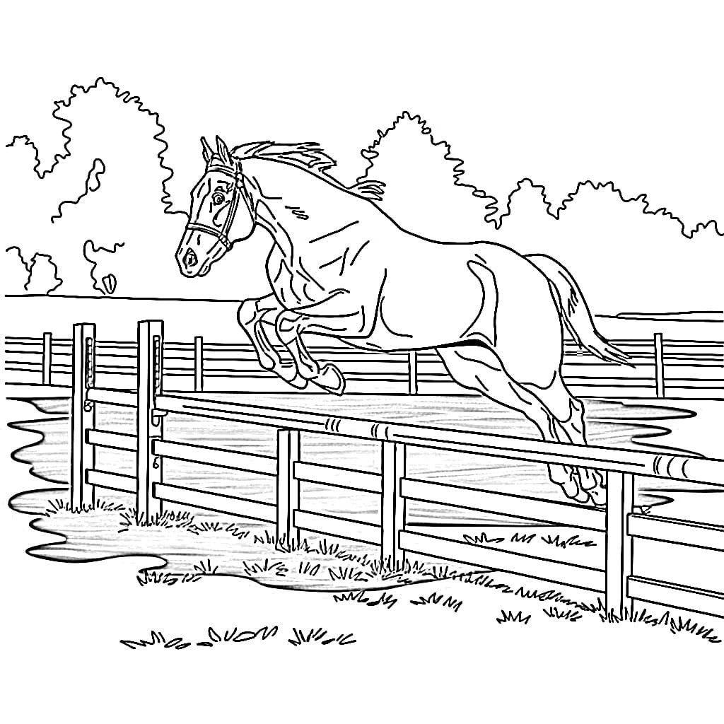 Cheval qui saute 10 coloring page