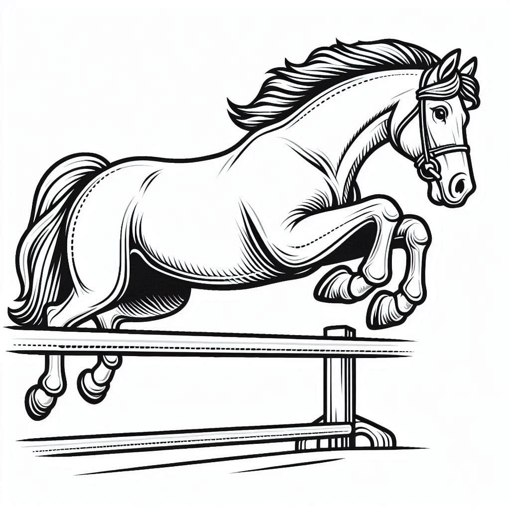 Cheval qui saute 13 coloring page