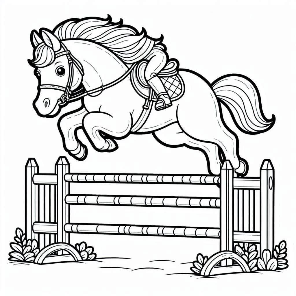 Cheval qui saute 14 coloring page