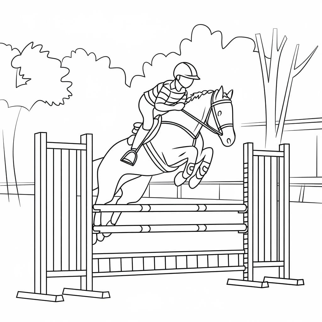 Cheval qui saute 2 coloring page