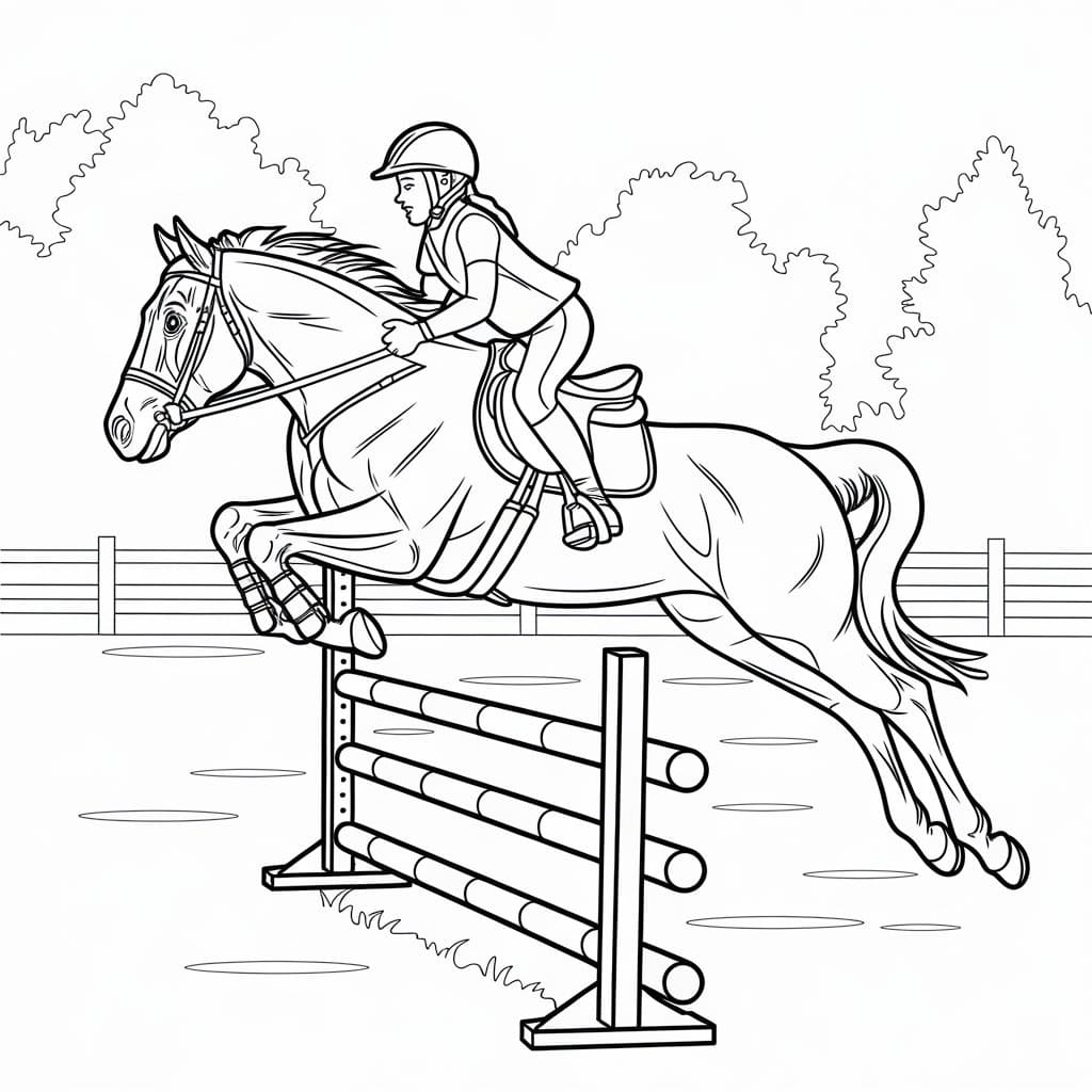 Cheval qui saute 3 coloring page