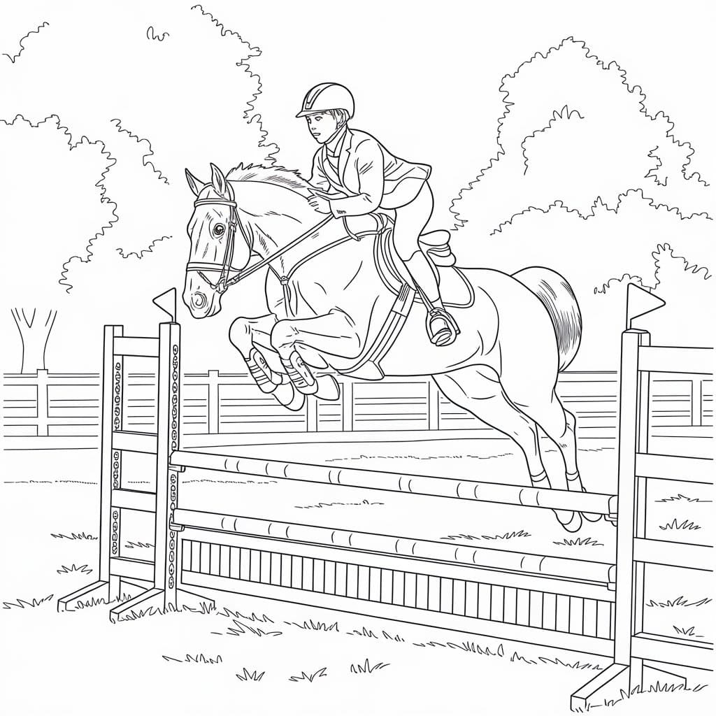 Cheval qui saute 4 coloring page