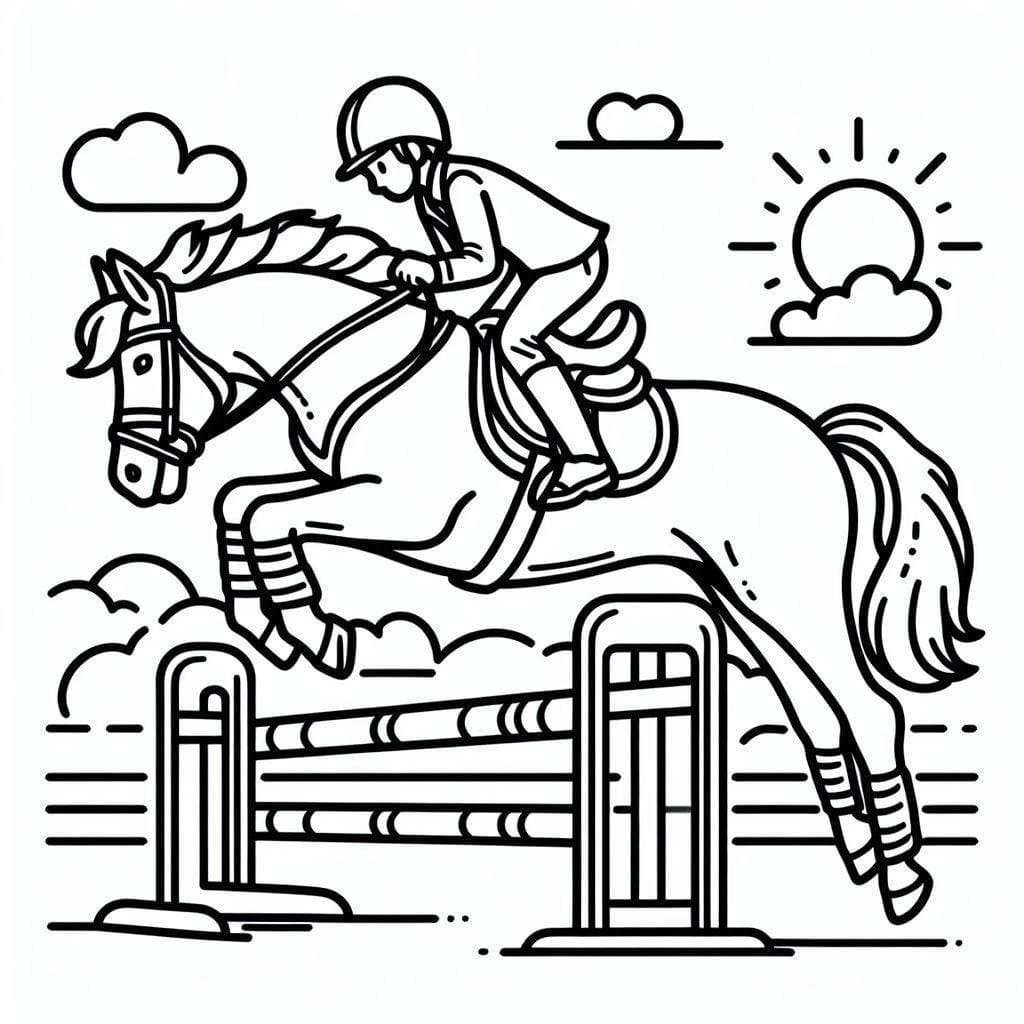 Cheval qui saute 5 coloring page