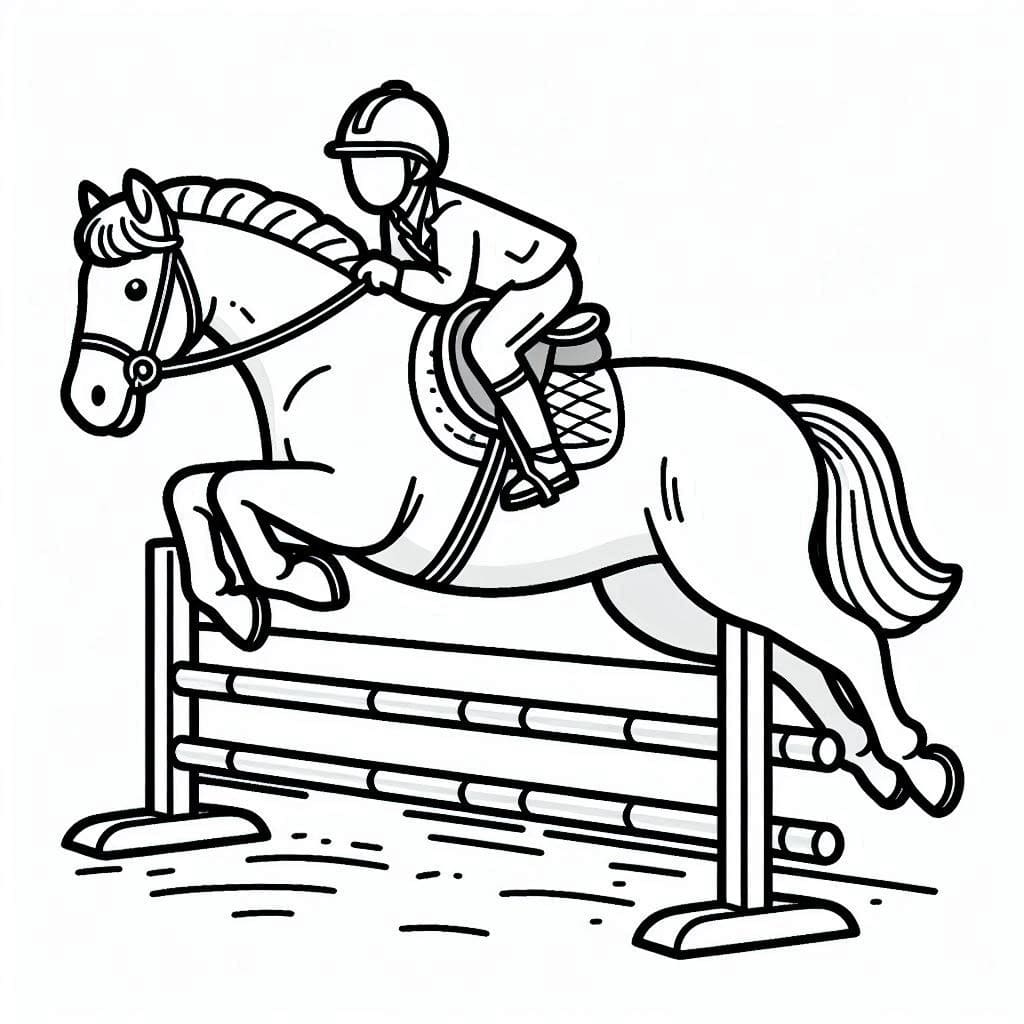 Cheval qui saute 6 coloring page