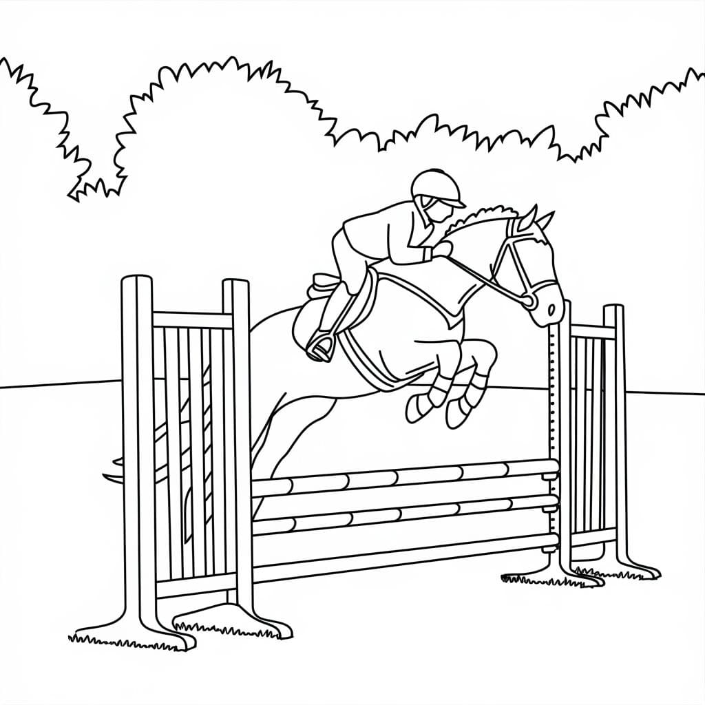 Cheval qui saute facile coloring page