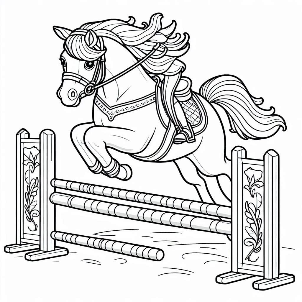 Cheval qui saute fantastique coloring page