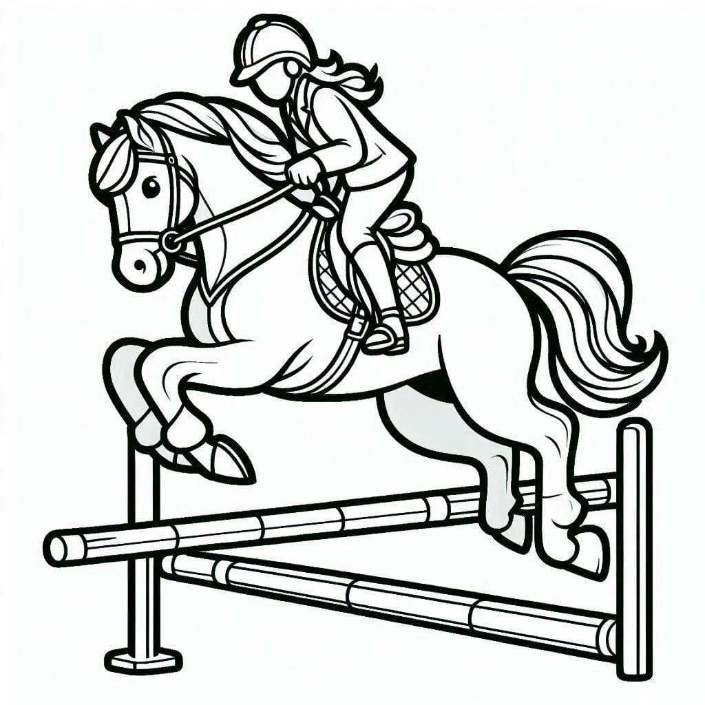 Cheval qui saute génial coloring page