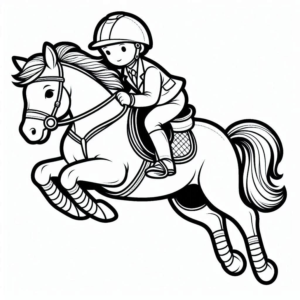 Coloriage Cheval qui saute gratuit pour les enfants