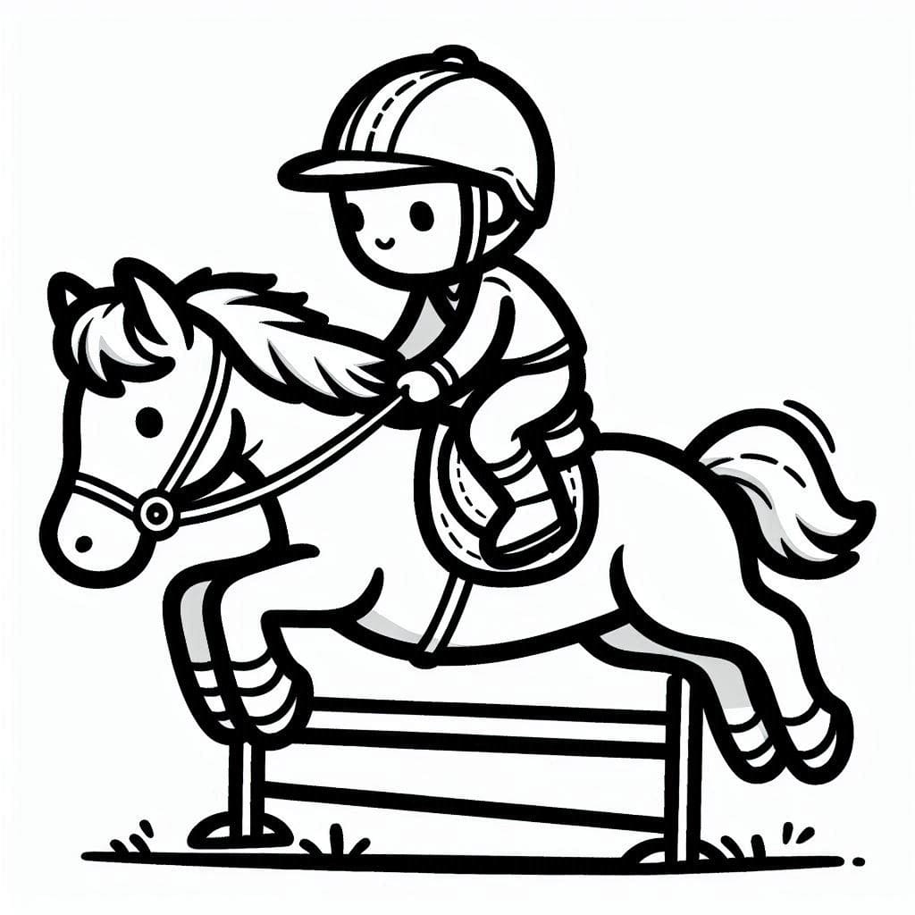 Coloriage Cheval qui saute gratuit