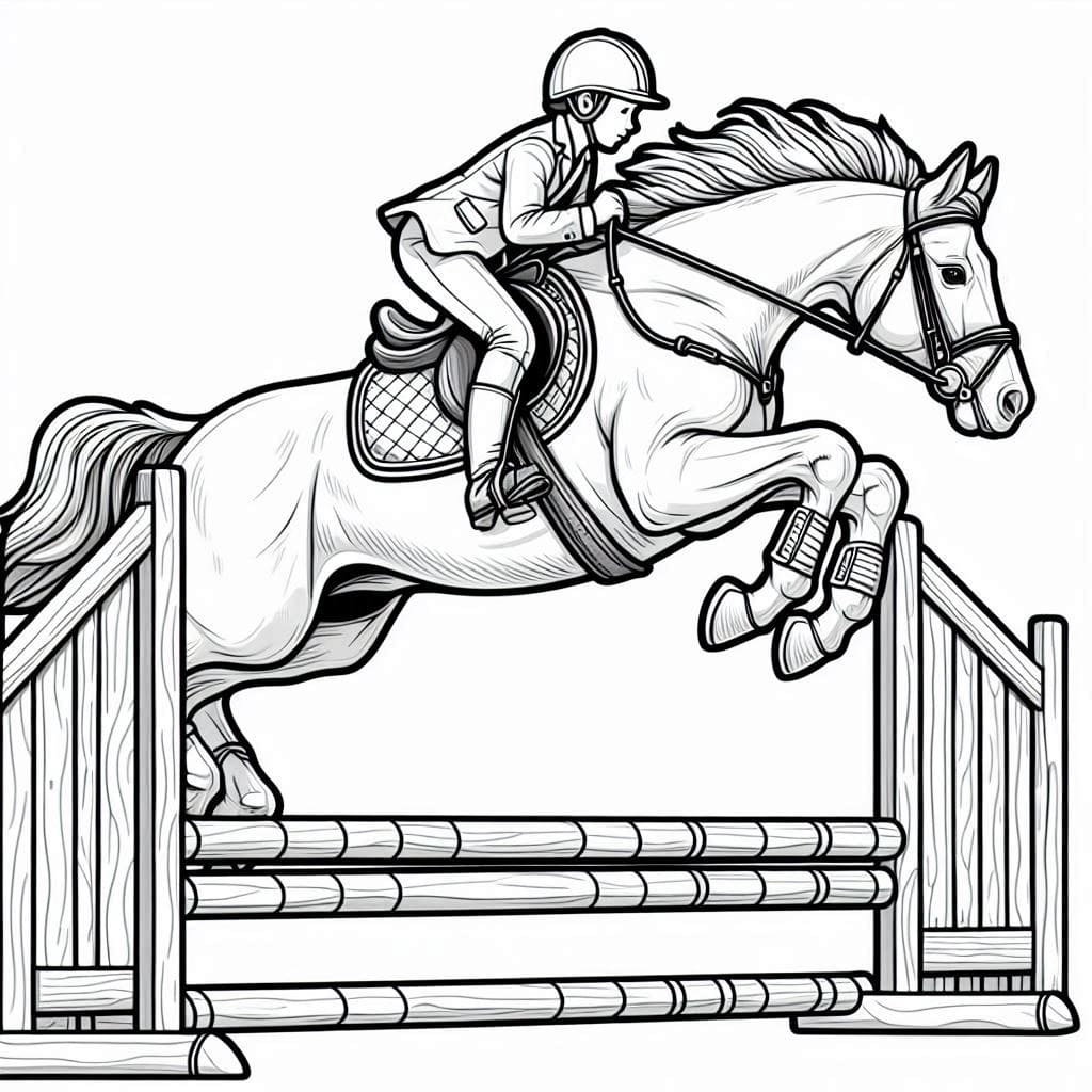 Cheval qui saute imprimable pour les enfants coloring page