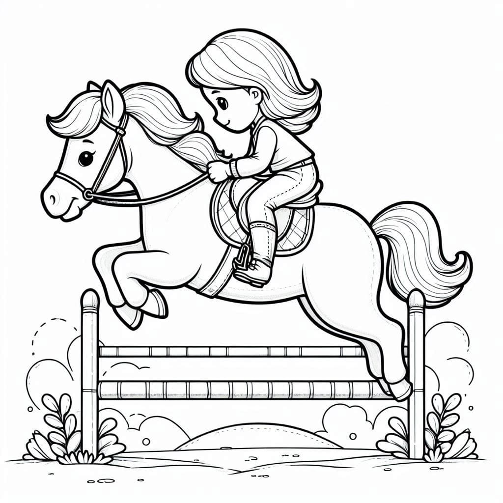 Cheval qui saute imprimable coloring page