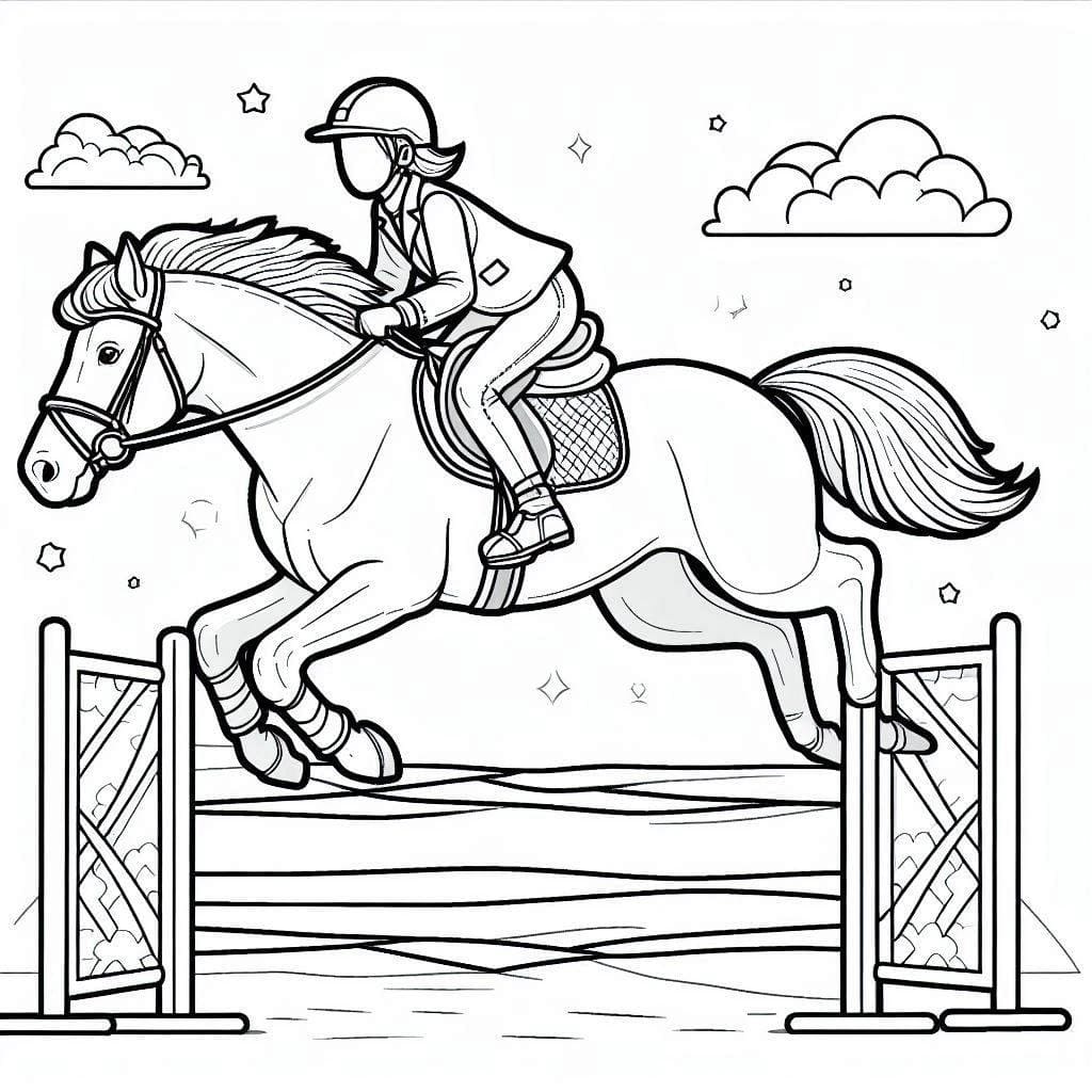 Cheval qui saute incroyable coloring page