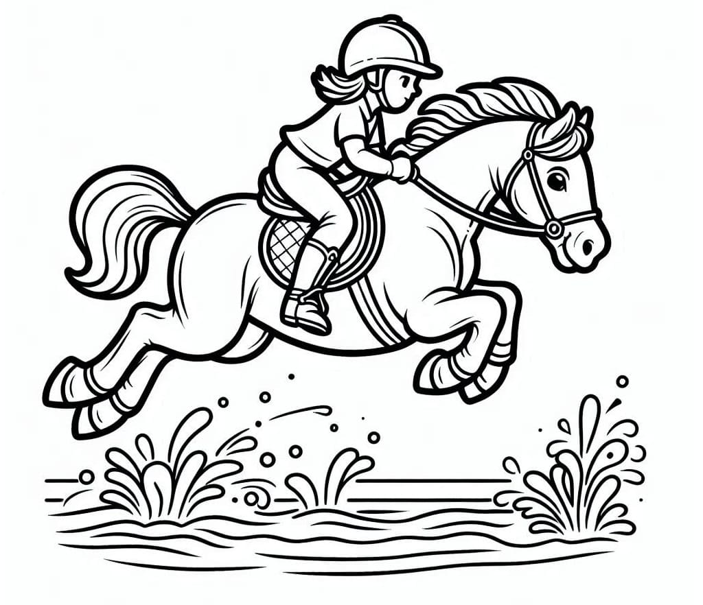 Cheval qui saute pour enfants coloring page