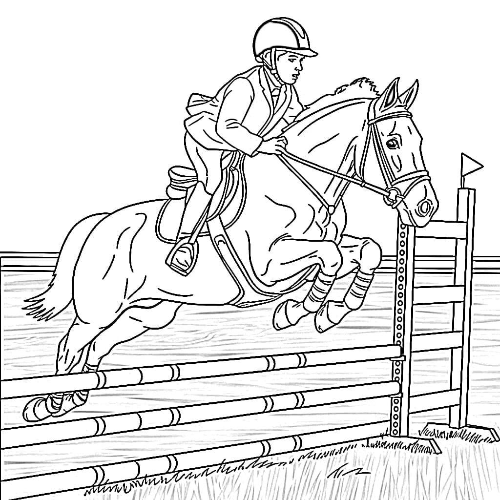 Cheval qui saute pour les enfants de 1 an coloring page