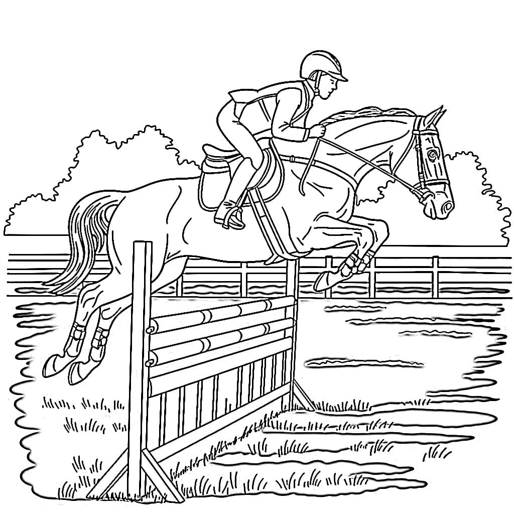 Cheval qui saute pour les enfants de 2 an coloring page