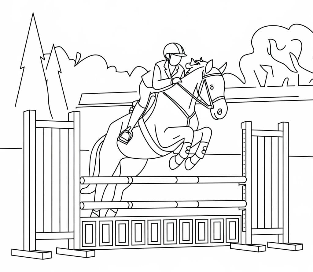 Cheval qui saute pour les enfants de 3 an coloring page